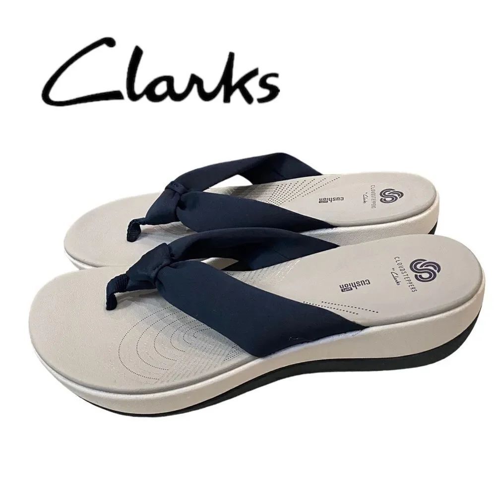 CLOUDSTEPPERS by CLARKS Arla Gilson Blue Women's Thong Sandals NEW 12